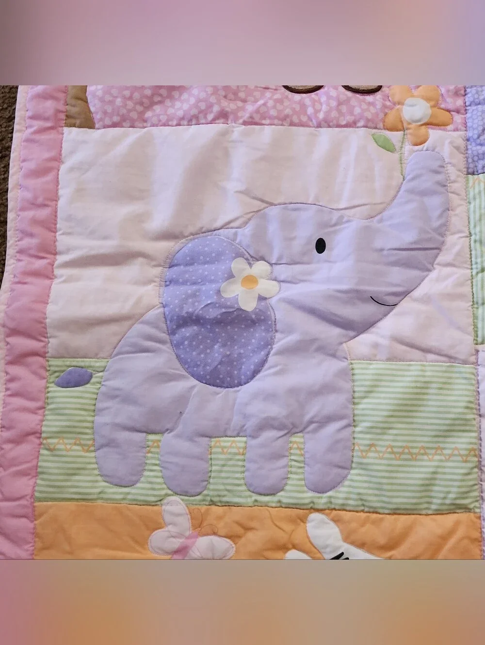 JUST BORN baby girl pink crib quilt blanket comforter animals jungle safari